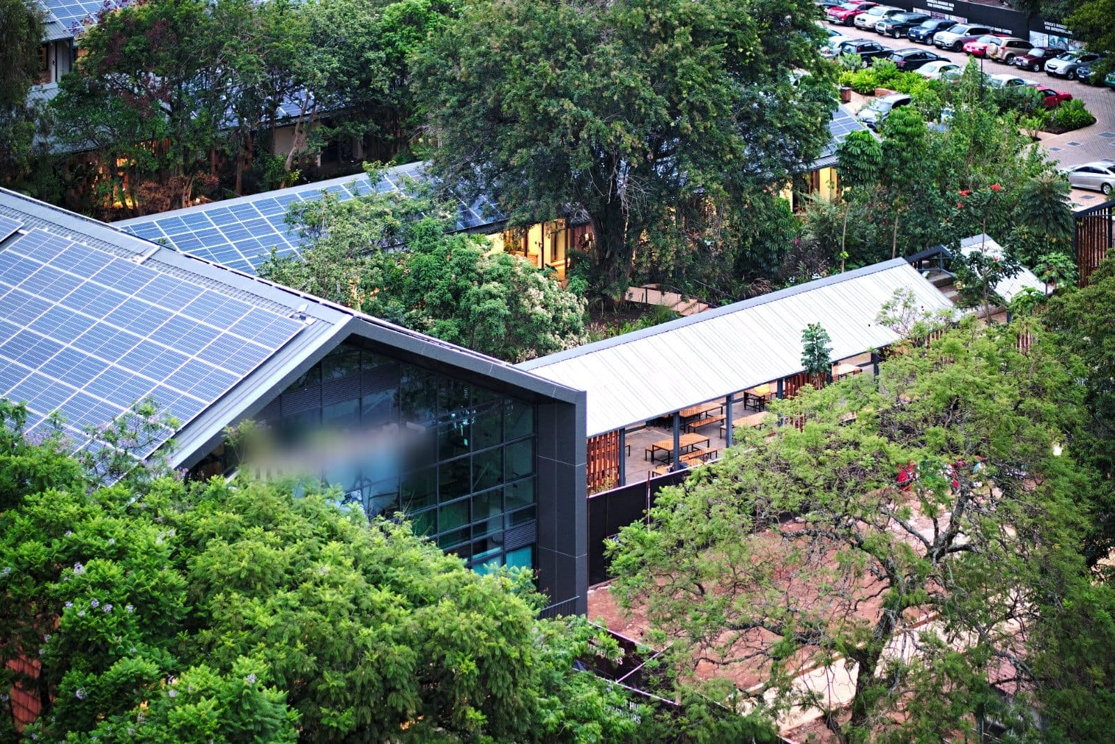 Our Kigali office at 1 KN 78 St, seen from above among the trees